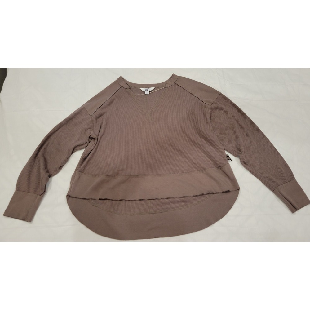 Joy Lab Waffle Knit Long Sleeve Women's Size XS Hi Low Brown